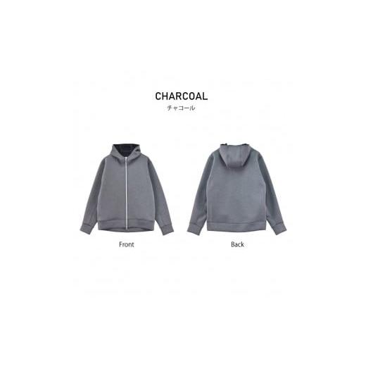 ふるさと納税 服 男 愛媛県 松山市 チャコール ジップアップ カイロポケット付きパーカー(YTM-002) サイズ M Mサイズ