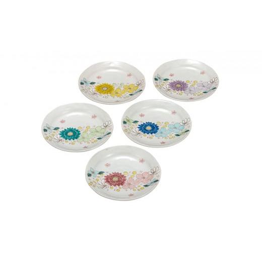 ふるさと納税 陶磁器・漆器・ガラス 石川県 能美市   九谷焼 5.2号皿揃/花はな a01 工芸品 豆皿 結婚 引き出物 金婚式 誕生日プレゼント 還暦祝…