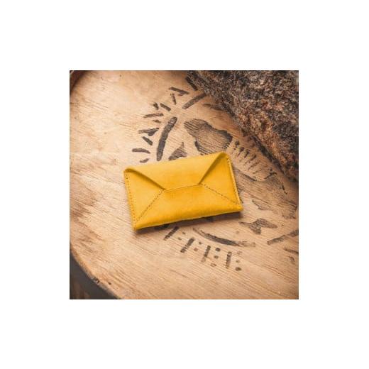 ふるさと納税 小物 岐阜県 大野町 スリムな革の名刺入れ イエロー イエロー