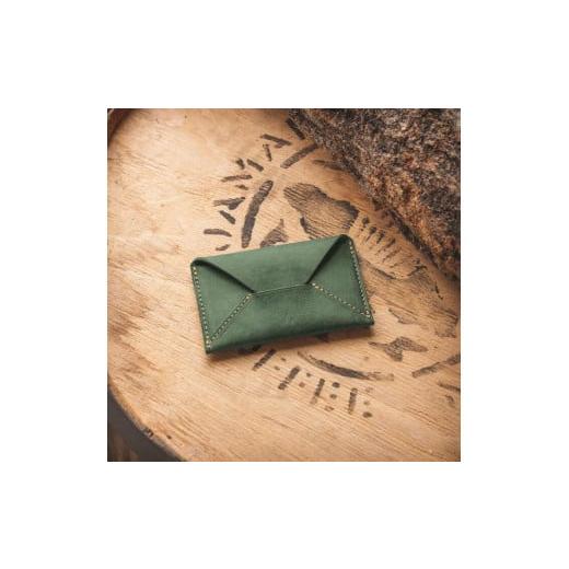 ふるさと納税 小物 岐阜県 大野町 スリムな革の名刺入れ グリーン グリーン