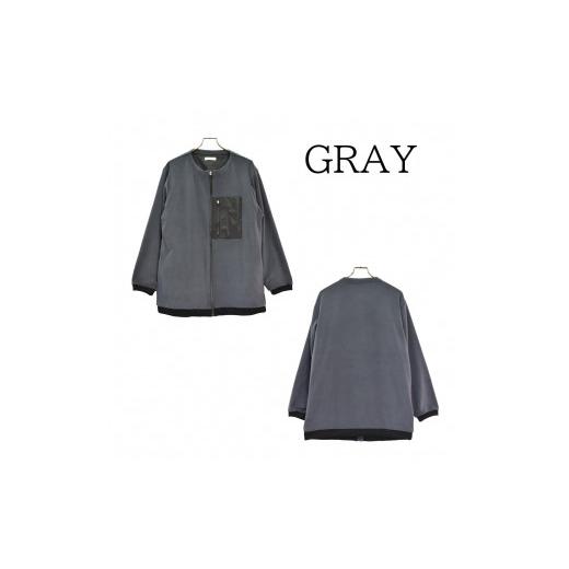 ふるさと納税 服 男 愛媛県 松山市 メンズ ノーカラージャケット グレー(サイズ選択 L)(FL22FW-017M) L