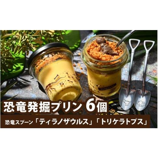 ふるさと納税 菓子 プリン 福井県 永平寺町 12/23入金分まで年内発送 年内配送 恐竜発掘プリン6個セット スプーン2本付き(特製ギフトボックス・図鑑付き) 6…