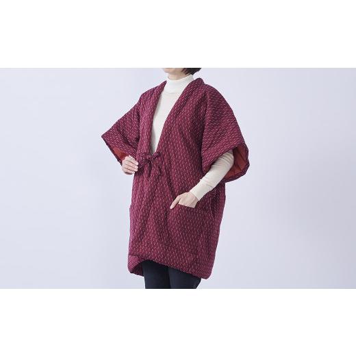 ふるさと納税 服 女 福岡県 筑後市 綿入れ やっこ半纏 (半袖) ささ舟柄 エンジ エンジ