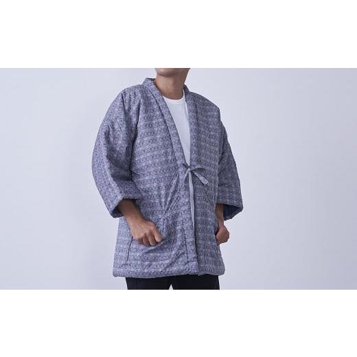 ふるさと納税 服 男 福岡県 筑後市 紳士 市松箱柄 はんてん グレー グレー