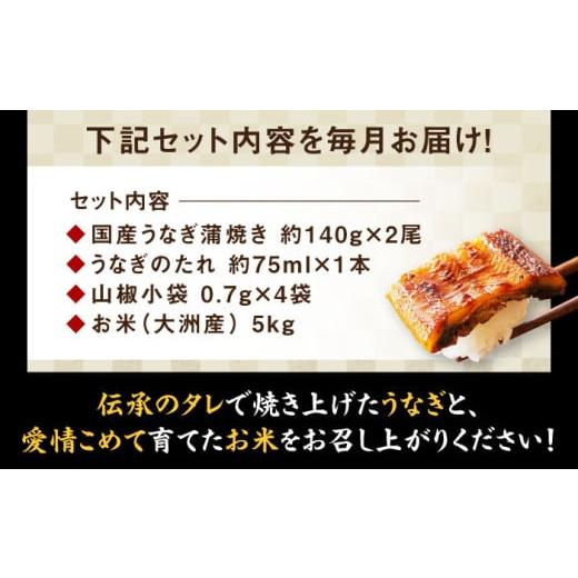 ふるさと納税 ウナギ 愛媛県 大洲市  全3回定期便 ウナギ 蒲焼き 2尾 と 生み出すこと者 こだわり のお米 5kg 仕かける 鰻 雄篇 国産 鰻 うな丼 うな重 かば焼き 高…
