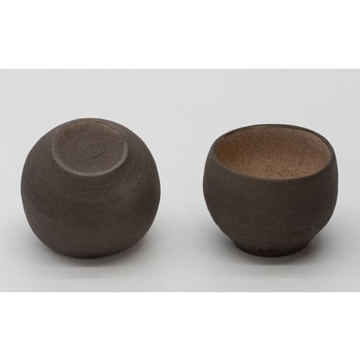 ふるさと納税 陶磁器・漆器・ガラス 岐阜県 土岐市  美濃焼 黒土 焼締め 片口酒器セット 桂山窯 手作り 酒器 セット MEO004の画像