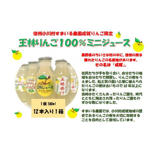 ふるさと納税 果汁飲料 りんご 長野県 小川村 243*「信州小川村スマイル農園完熟りんごジュース王林」180ml×12本
