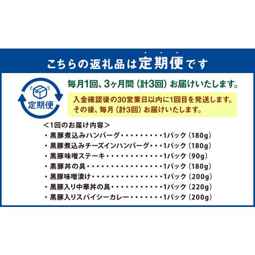 ふるさと納税 加工品等 レトルト 鹿児島県 薩摩川内市 DS-907 毎月3ヶ月 : 定期便 鹿児島県産 黒豚 簡単調理 おかずセット（レンジ対応）の画像