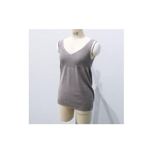 ふるさと納税 雑貨・日用品 愛媛県 今治市 aroundsea WOMENS リブニット切り替え編みタンクトップ Lサイズ/モカ VC01195 Lサイズ/モカ