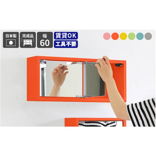 ふるさと納税 家具 インテリア・寝具・収納 福井県 越前町 e55-g002_02 鏡付き ウォールラック WB-DXミラーE-S aino「パステルカラー」ワンプッシュで開閉で…