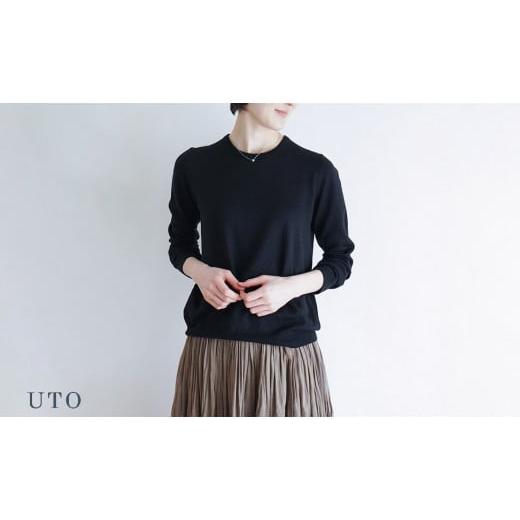 ふるさと納税 服 女 岩手県 北上市 NEW UTOカシミヤ レディース シルククルーネックセーター(ブラックL)岩手県 北上市 P0072 ブラックL