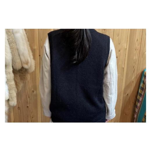 ふるさと納税 服 男 茨城県 水戸市  アルパカ専門店　T'IKA メンズベストVネック　黒　(アルパカ100％) アパレル 洋服 おしゃれ ベスト プレゼント 毛糸 …の画像