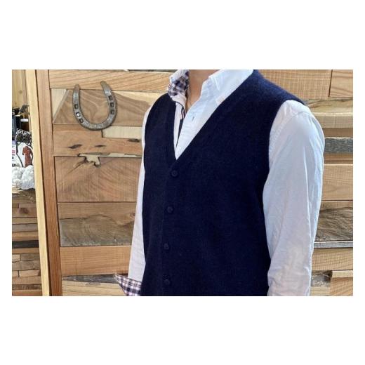 ふるさと納税 服 男 茨城県 水戸市  アルパカ専門店　T'IKA メンズベストVネック　黒・紺MIX　(アルパカ100％) アパレル 洋服 おしゃれ ベスト プレゼン…の画像