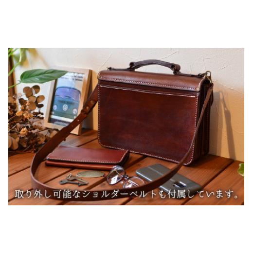 ふるさと納税 カバン ショルダーバッグ 福井県 小浜市 ヌメバッグ　‐BBミニ‐　ショルダー付　 ブラウン 本革 牛革 鞄 かばん バッグ ショルダー付 手縫い 雑…の画像