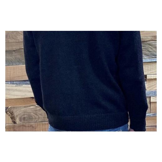 ふるさと納税 服 男 茨城県 水戸市  アルパカ専門店　T'IKA メンズカーディガンVネック　黒　(アルパカ100％) アパレル 洋服 おしゃれ 羽織 プレゼント …の画像