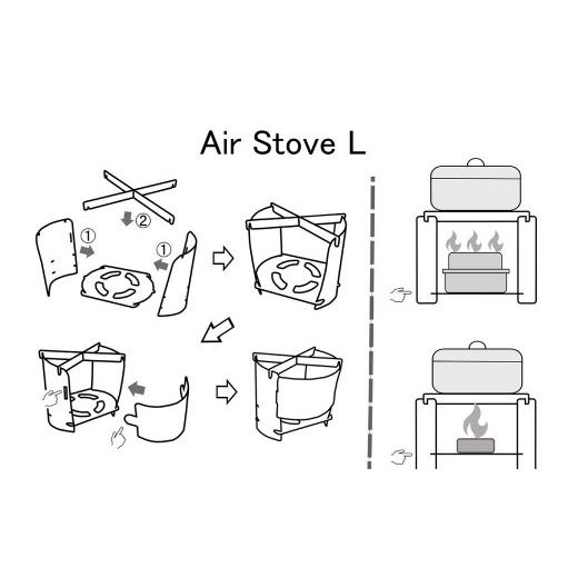 ふるさと納税 アウトドアグッズ 福岡県 北九州市 Air Stove L FK-0005 組立式 アルコールストーブ 五徳 ステンレス キャンプガジェット アウトドア CGKの画像