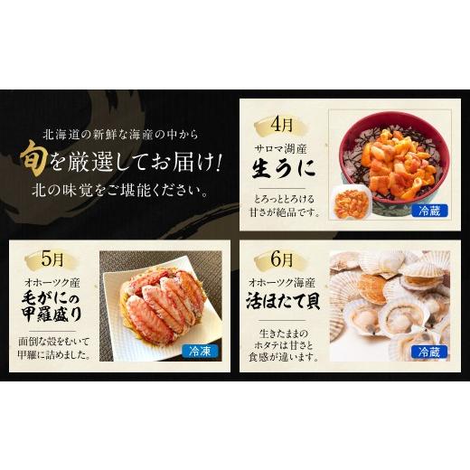 ふるさと納税 魚貝類 ホタテ 北海道 北見市  全7回定期便 オホーツク海・サロマ湖で水揚げされた「旬」の魚介が届く わくわく定期便 ( ウニ 毛ガニ 甲羅盛り …_2