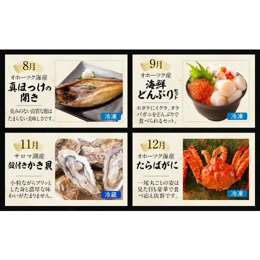 ふるさと納税 魚貝類 ホタテ 北海道 北見市  全7回定期便 オホーツク海・サロマ湖で水揚げされた「旬」の魚介が届く わくわく定期便 ( ウニ 毛ガニ 甲羅盛り …_3