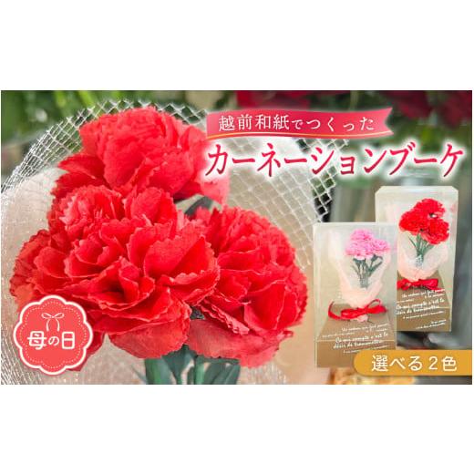 ふるさと納税 伝統技術 福井県 越前町 先行予約 母の日 カーネーション ブーケ 花 ギフト 越前和紙 花 2026年5月発送 「永遠の感謝」 メッセージ カラー:赤…