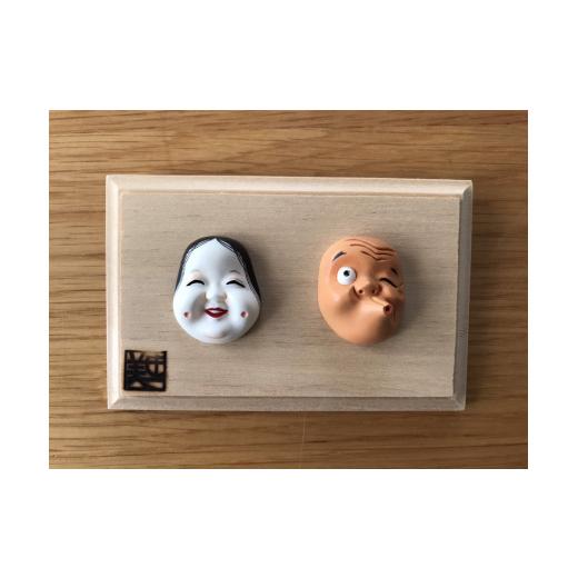 ふるさと納税 民芸品・工芸品 茨城県 石岡市 ミニチュア石岡の祭り面 2点飾り(イーゼル付) 関東三大祭り 石岡のおまつり 伝統工芸 手作りミニチュア面 面裏…