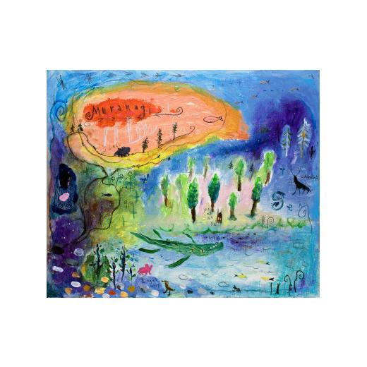 ふるさと納税 雑貨・日用品 絵画 茨城県 石岡市 ムラナギ 絵画作品 No.1022『僕らの好きな場所』 一点物 アクリル原画 幻想世界 アート作品 F8キャンバス仕様 …