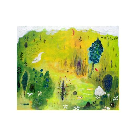 ふるさと納税 雑貨・日用品 絵画 茨城県 石岡市 ムラナギ絵画作品No.982『夕暮れの沼』 一点物 アクリル原画 幻想世界 アート作品 F12キャンバス仕様 壁掛け …