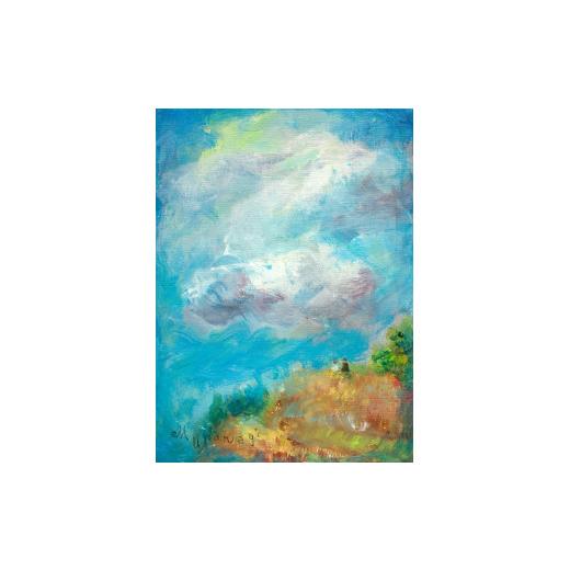 ふるさと納税 雑貨・日用品 絵画 茨城県 石岡市 ムラナギ絵画作品No.1618『夏雲の下で』 一点物 アクリル原画 幻想世界 アート作品 F4キャンバス仕様 壁掛け …