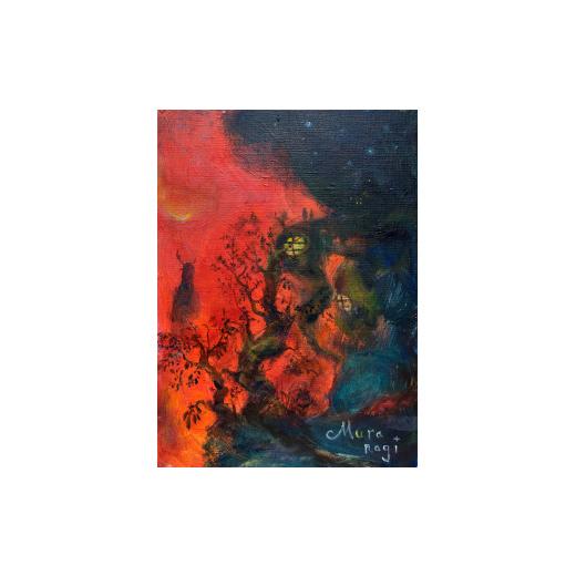 ふるさと納税 雑貨・日用品 絵画 茨城県 石岡市 ムラナギ絵画作品No.1625『夏終わりの幻想』一点物 アクリル原画 幻想世界 アート作品 F4キャンバス仕様 壁掛…
