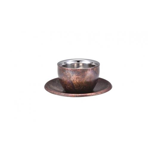 ふるさと納税 食器・グラス タンブラー 新潟県 燕市 二重ラテカップ \u0026 ソーサー COPPER RED FC137008の画像