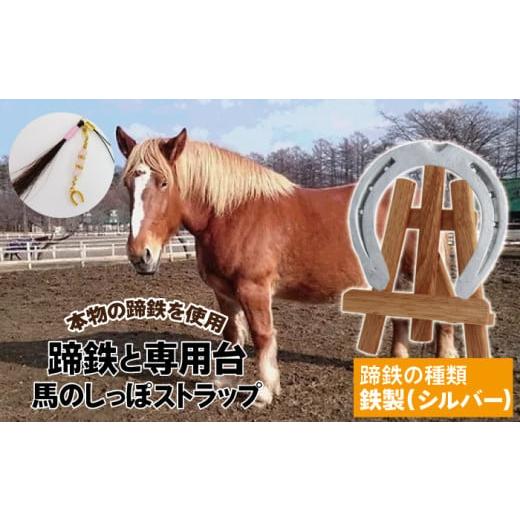 ふるさと納税 雑貨・日用品 インテリア 岩手県 滝沢市 蹄鉄 ( 鉄製 シルバー )&amp; 専用台 &amp; 馬のしっぽの毛 ストラップ 馬っこパーク・いわて / 馬蹄…