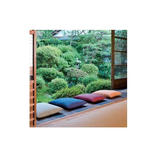 ふるさと納税 家具 京都府 京都市 工夫庵 唐桟縞(とうざんじま)座布団 オレンジ(2枚セット)(OR) オレンジ