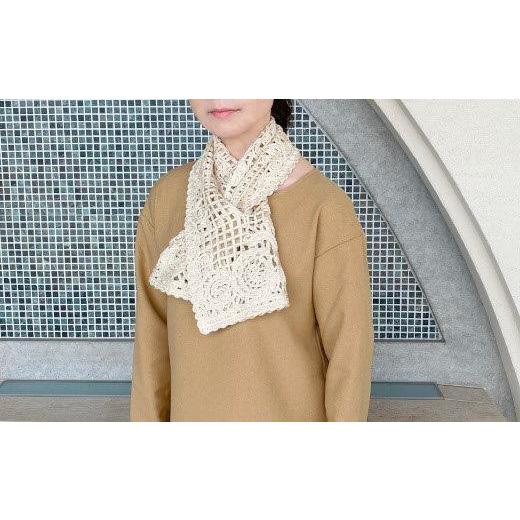 ふるさと納税 小物 ストール・マフラー 新潟県 五泉市 差し込み ショートマフラー アラベスク柄 ( アイボリー ) シルク100% コード刺繍 レディース 日本製 | …