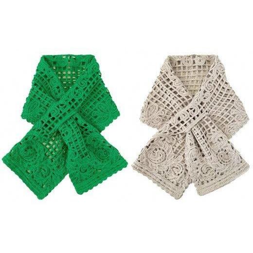 ふるさと納税 小物 ストール・マフラー 新潟県 五泉市 差し込み ショートマフラー アラベスク柄 ( グリーン ) シルク100% コード刺繍 レディース 日本製 | お…