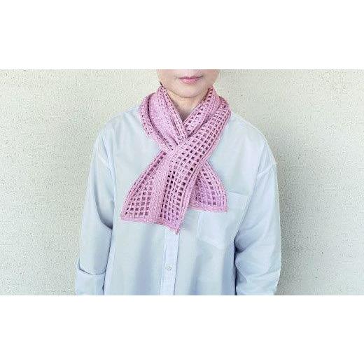 ふるさと納税 小物 ストール・マフラー 新潟県 五泉市 差し込み ショートマフラー ストライプ柄 ( パープル ) シルク100% コード刺繍 レディース 日本製 | お…