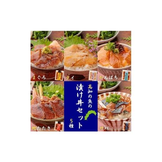 ふるさと納税 高知県 高知市 高知の魚5種類が味わえる海鮮漬け丼セット|タイ・マグロ・カンパチ・鰹たたき・サバ