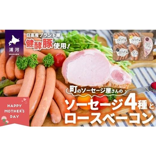 ふるさと納税 肉 ソーセージ 北海道 浦河町 母の日対応 町のソーセージ屋さんの「ソーセージ4種とベーコン(計660g)」セット