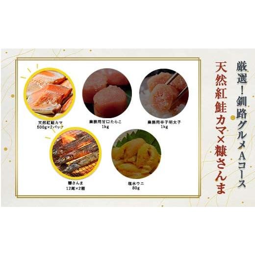 ふるさと納税 魚貝類 鮭 北海道 釧路市 選べる 釧路グルメ 海の幸 Aコース(5種類から2品)鮭カマ・糠さんま F4F-2009 鮭カマ・糠さんま