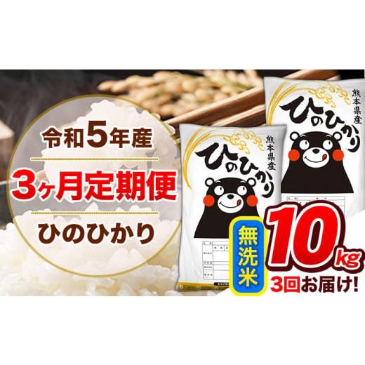 ふるさと納税 熊本県 玉東町 令和5年産 ひのひかり [3ヶ月定期便] 無洗米 [お申込み月の翌月から出荷開始] 10kg (5kg×2袋) 計3回お届け 熊本県産 単一原…