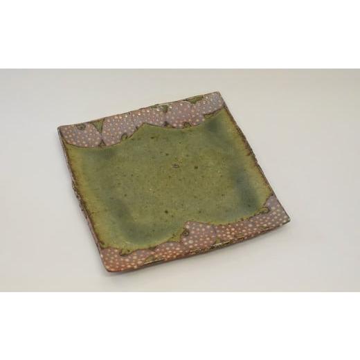 ふるさと納税 食器・グラス 皿 千葉県 白井市 釉彩角皿 1枚 ドット模様 和食器 陶芸品 [受注制作] 中皿1枚