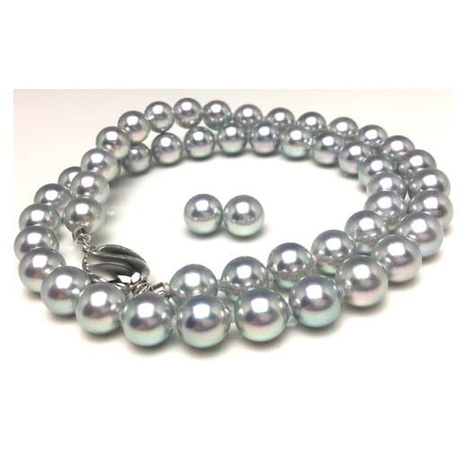 ふるさと納税 ネックレス 三重県 志摩市 老舗の真珠専門店・高品質アコヤ真珠ブルーネックレスセット7.5〜8.0ミリ(ピアスセット) / あこや ネックレス 真珠…