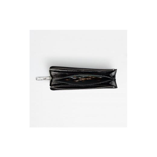 ふるさと納税 財布 千葉県 習志野市 Ｌ字ファスナー長財布 黒ヌメ×ヘビ革 Hide series(ハイドシリーズ) HS01BK 黒の画像
