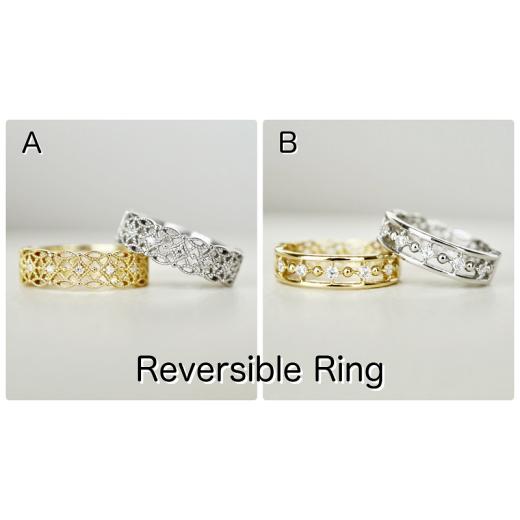 ふるさと納税 山梨県 甲府市 【サイズ：10号】【ジュエリー】K18 イエローゴールド 　ダイヤモンド リバーシブル リング 保証書付 EFR-500 ふるさと納税 山梨県 甲府市 【サイズ：10号】【ジュエリー】K18 イエローゴールド 　ダイヤモンド リバーシブル リング 保証書付 EFR-500