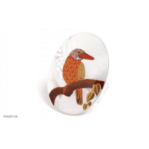 【訳あり・新品】 ふるさと納税 石川県 加賀市 アカショウビン蒔絵 白蝶貝ブローチ 【LWH2012423187】(70890円)