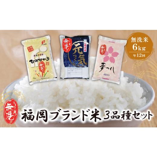 ふるさと納税 米 福岡県 福智町 W17-89 無洗米 福岡県産3種セット6kg定期便(毎月・年12回) お米 米 こめ コメ ブランド米 夢つくし ヒノヒカリ 元気つくし 白…