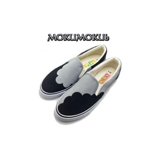 ふるさと納税 ファッション 靴 千葉県 白井市 手描きスニーカー「MOKUMOKUb」26.5cm モノクロ バイカラー 受注制作 26.5cm