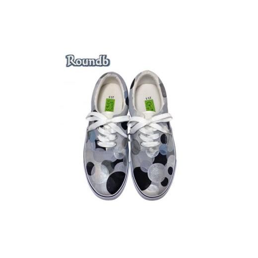 ふるさと納税 ファッション 靴 千葉県 白井市 手描きスニーカー「Roundb」23.5cm モノクロ ドット 水玉柄 受注制作 23.5cm
