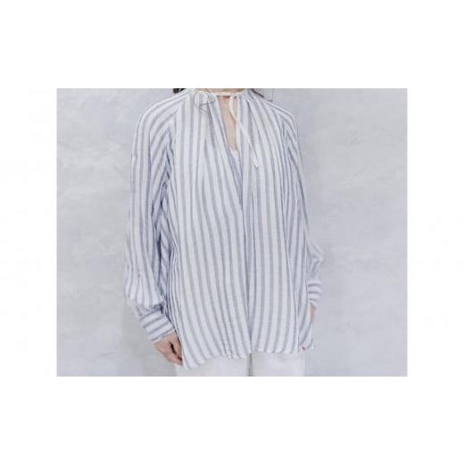 ふるさと納税 服 広島県 尾道市 チョーカーブラウス 柄:細ストライブ(縦) 細ストライブ(縦)