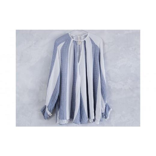 ふるさと納税 服 広島県 尾道市 チョーカーブラウス 柄:太ストライブ(縦) 太ストライブ(縦)