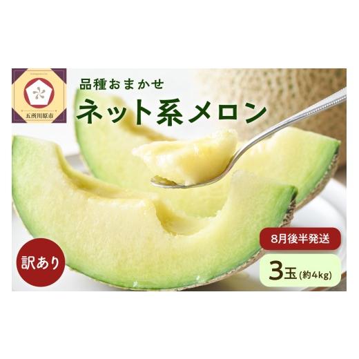 ふるさと納税 メロン メロン青肉 青森県 五所川原市 2026年先行予約 2026年8月後半発送 メロン 訳あり 3玉 約4kg 青肉 中玉 青森 五所川原 ネット系メロン フ…