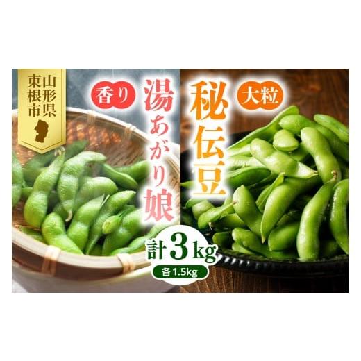 ふるさと納税 豆類 枝豆 山形県 東根市 2026年 全2回 枝豆定期便 「湯あがり娘」と「秘伝豆」 各1.5kg よってけポポラ提供 hi003-164